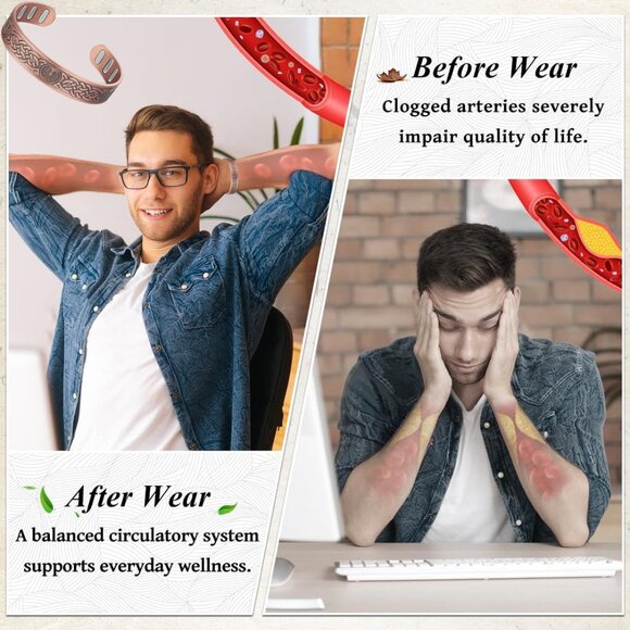 Lightweight Tree of Life Copper Bracelet for Men - 5000 Gauss Magnetic Power - Picture 5 of 9